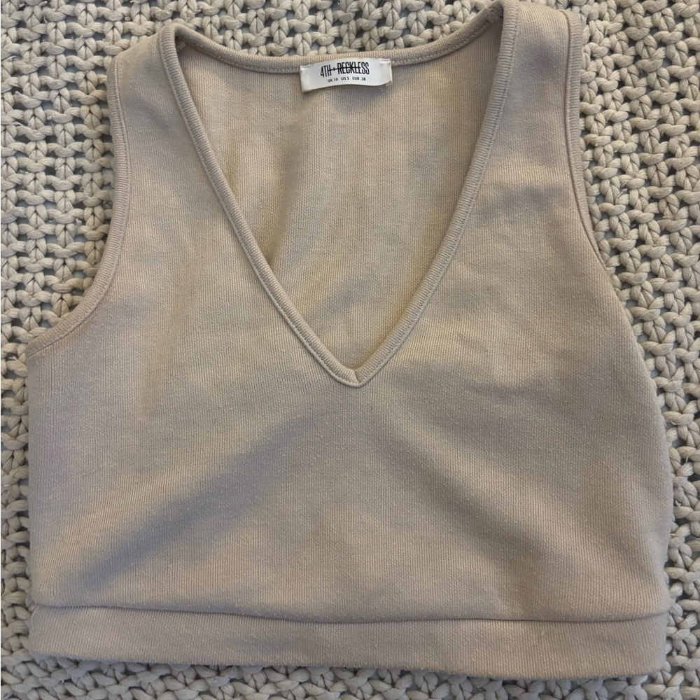 Tan V-Neck Tank Top